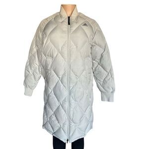 Adidas White Quilted Puffer Jacket with High Collar